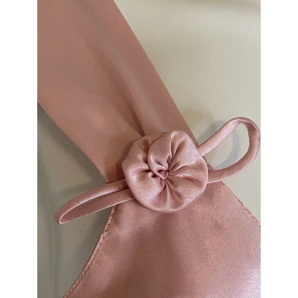 Vintage Val Mode Pink Lingerie Peignoir Sleep Gown Dress Ankle Length Size Large